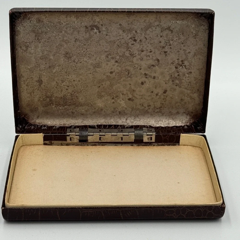 Vintage‎ Croc Style Jewelry Box Small Brown Hinged Case